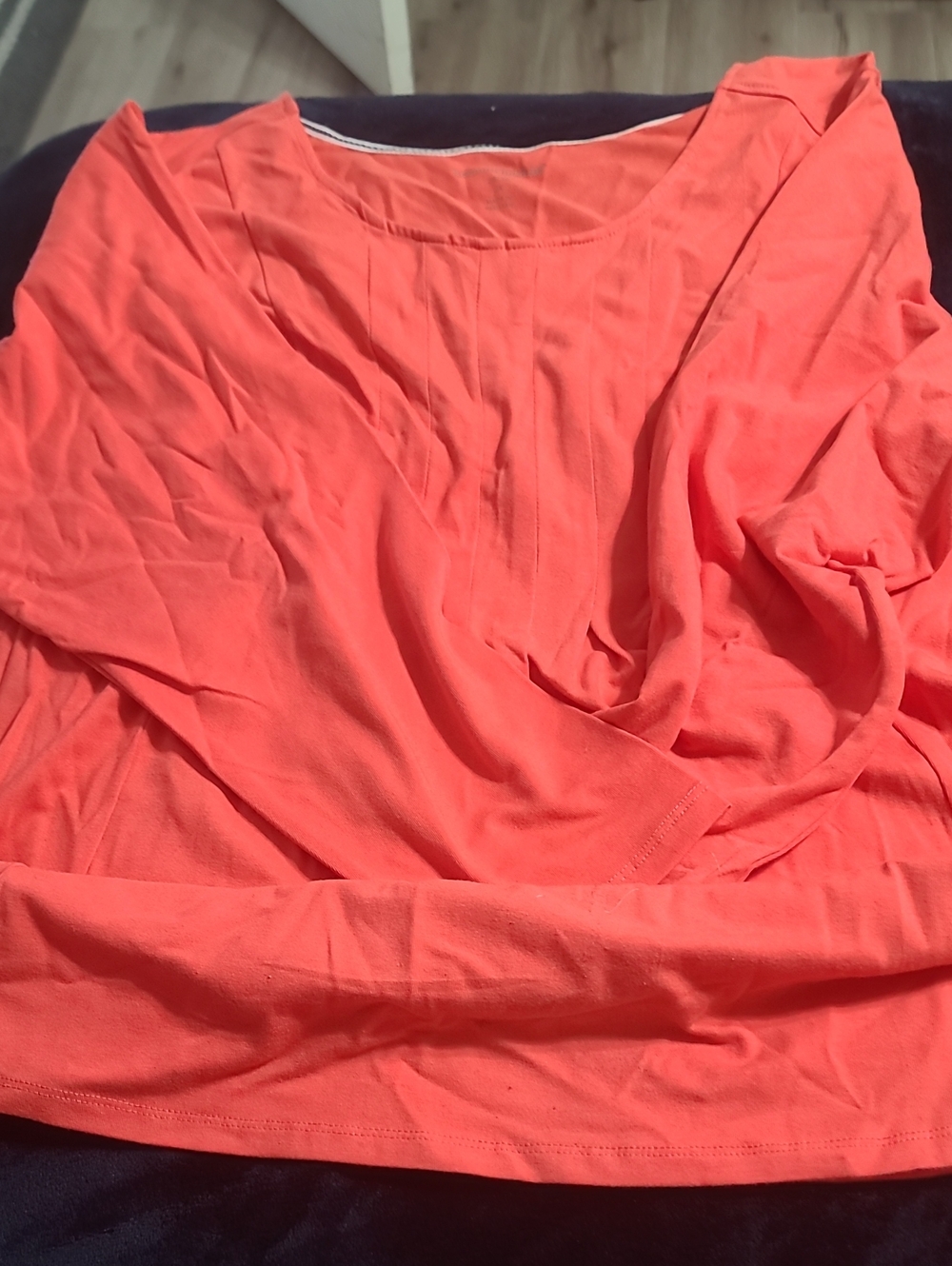 Woman Within Flaired Coral Scoop-Neck Long Sleeve Top